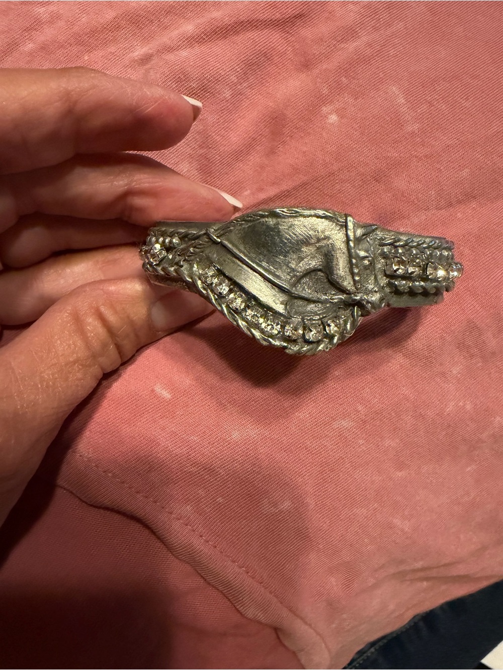 pewter horse head and rhinestone Bracelet - Elegant Women's Bracelet
